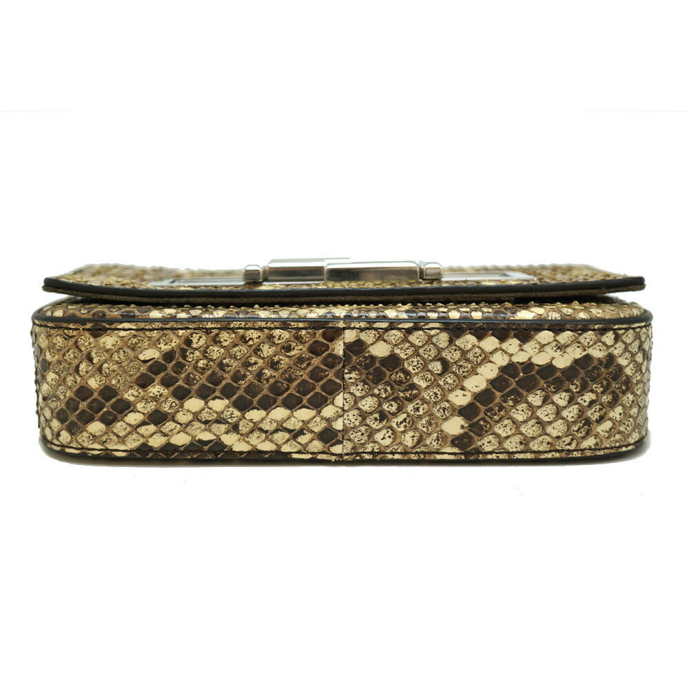 Fendi Shoulder Bag Python Leather White Beige Bro… - image 4